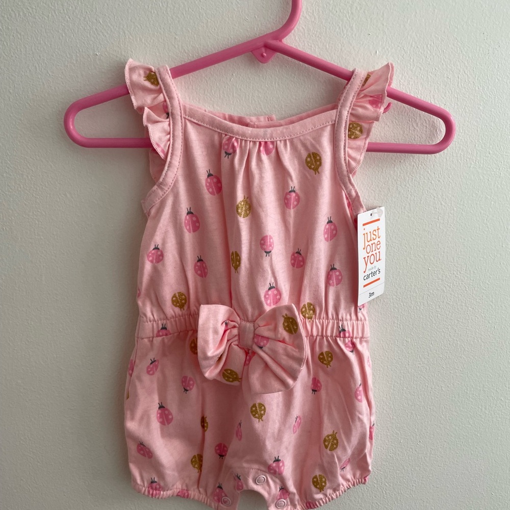 Carters ladybug pink bubble romper